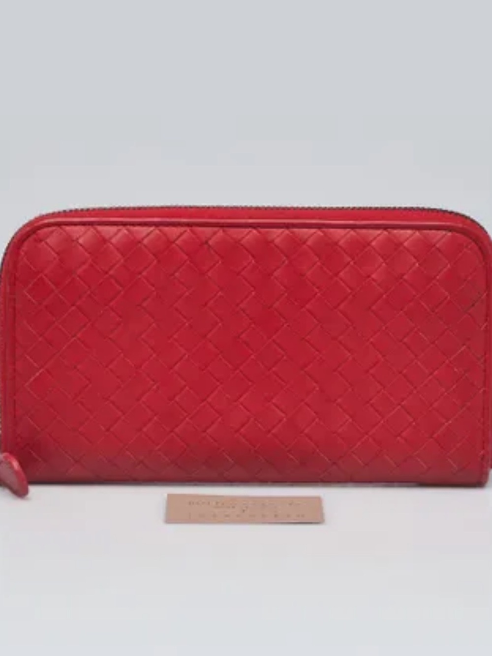 Bottega Veneta Red Leather Zip Wallet